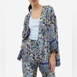 Printed satin wrap top